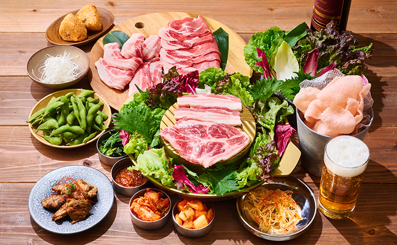 北海道産豚肉の食べ比べサムギョプサルコース